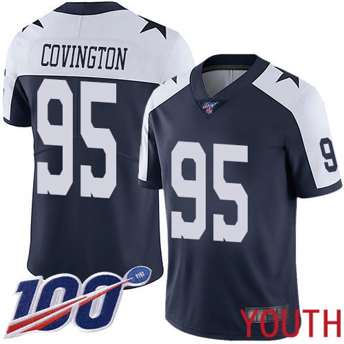 Youth Dallas Cowboys Limited Navy Blue Christian Covington Alternate 95 100th Season Vapor Untouchable Throwback NFL Jersey